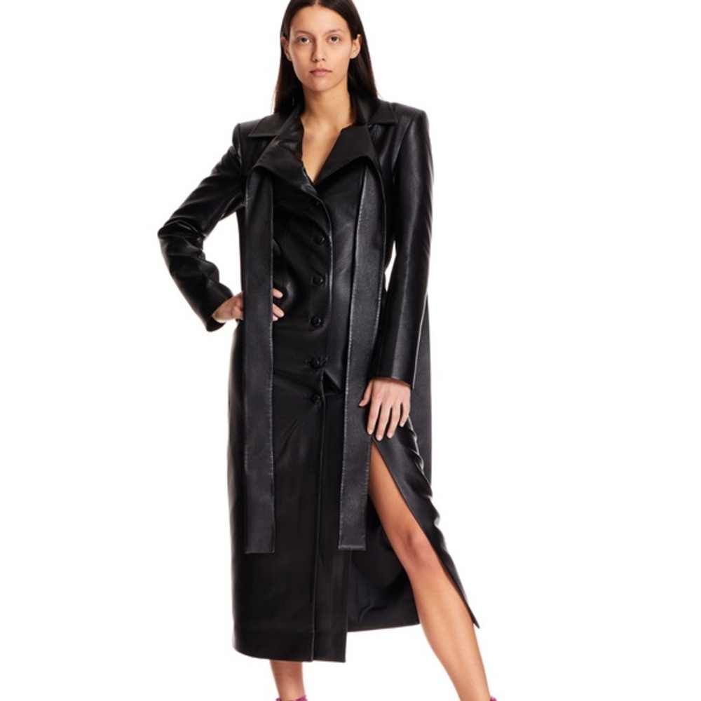 Black faux Women's Long Coat